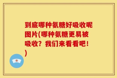 到底哪种氨糖好吸收呢图片(哪种氨糖更易被吸收？我们来看看吧！)