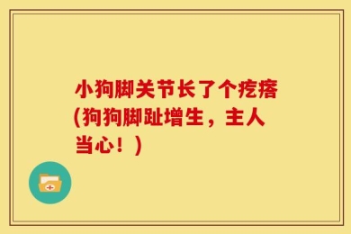 小狗脚关节长了个疙瘩(狗狗脚趾增生，主人当心！)