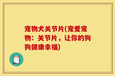 宠物犬关节片(宠爱宠物：关节片，让你的狗狗健康幸福)