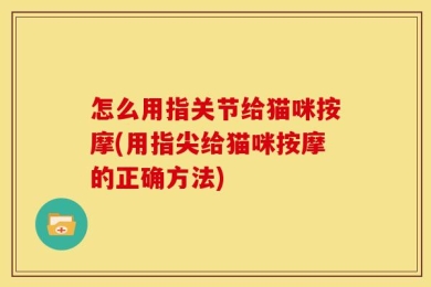 怎么用指关节给猫咪按摩(用指尖给猫咪按摩的正确方法)