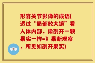 形容关节影像的成语(透过“局部放大镜”看人体内部，像剖开一颗果实一样=》果断观察，所见如剖开果实)