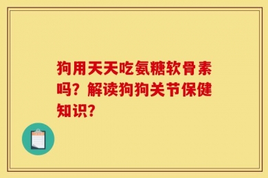 狗用天天吃氨糖软骨素吗？解读狗狗关节保健知识？