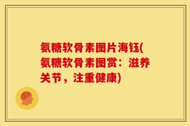 氨糖软骨素图片海钰(氨糖软骨素图赏：滋养关节，注重健康)