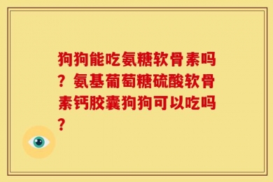 狗狗能吃氨糖软骨素吗？氨基葡萄糖硫酸软骨素钙胶囊狗狗可以吃吗？
