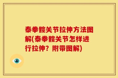 泰拳髋关节拉伸方法图解(泰拳髋关节怎样进行拉伸？附带图解)