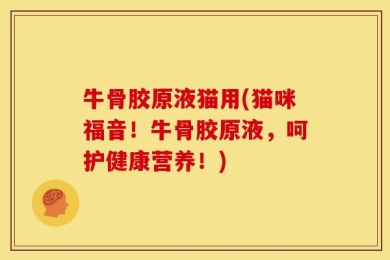 牛骨胶原液猫用(猫咪福音！牛骨胶原液，呵护健康营养！)