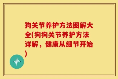 狗关节养护方法图解大全(狗狗关节养护方法详解，健康从细节开始)
