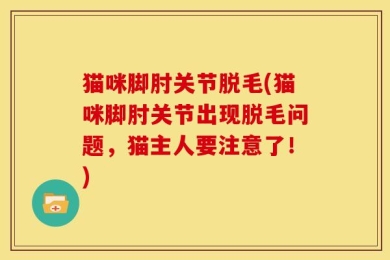 猫咪脚肘关节脱毛(猫咪脚肘关节出现脱毛问题，猫主人要注意了！)