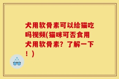 犬用软骨素可以给猫吃吗视频(猫咪可否食用犬用软骨素？了解一下！)