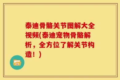 泰迪骨骼关节图解大全视频(泰迪宠物骨骼解析，全方位了解关节构造！)
