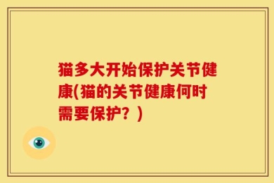 猫多大开始保护关节健康(猫的关节健康何时需要保护？)