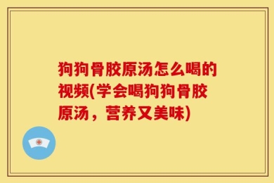 狗狗骨胶原汤怎么喝的视频(学会喝狗狗骨胶原汤，营养又美味)