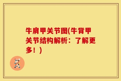 牛肩甲关节图(牛背甲关节结构解析：了解更多！)