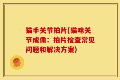 猫手关节拍片(猫咪关节成像：拍片检查常见问题和解决方案)