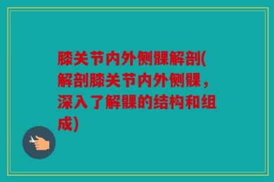 膝关节内外侧髁解剖(解剖膝关节内外侧髁，深入了解髁的结构和组成)