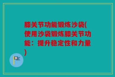 膝关节功能锻炼沙袋(使用沙袋锻炼膝关节功能：提升稳定性和力量)