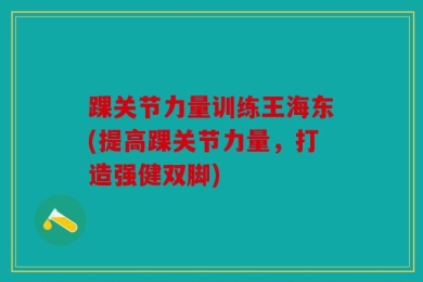 踝关节力量训练王海东(提高踝关节力量，打造强健双脚)