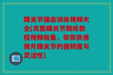 踝关节撞击训练视频大全(完整踝关节锻炼教程视频收集，带你快速提升踝关节的强韧度与灵活性)