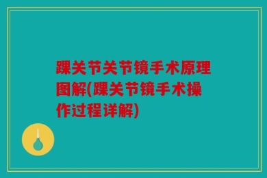 踝关节关节镜手术原理图解(踝关节镜手术操作过程详解)