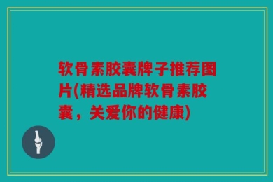 软骨素胶囊牌子推荐图片(精选品牌软骨素胶囊，关爱你的健康)
