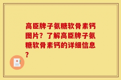 高臣牌子氨糖软骨素钙图片？了解高臣牌子氨糖软骨素钙的详细信息？