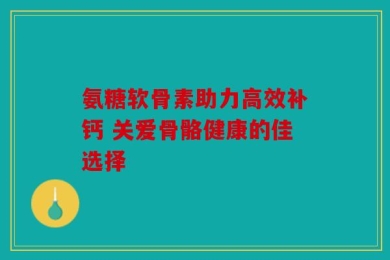 氨糖软骨素助力高效补钙 关爱骨骼健康的佳选择