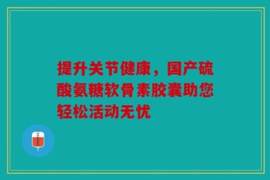 提升关节健康，国产硫酸氨糖软骨素胶囊助您轻松活动无忧
