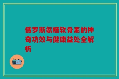 俄罗斯氨糖软骨素的神奇功效与健康益处全解析