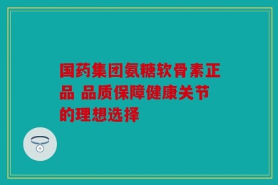 国药集团氨糖软骨素正品 品质保障健康关节的理想选择