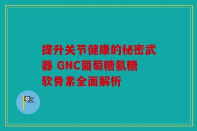 提升关节健康的秘密武器 GNC葡萄糖氨糖软骨素全面解析