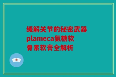 缓解关节的秘密武器 plameca氨糖软骨素软膏全解析