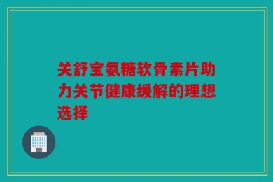 关舒宝氨糖软骨素片助力关节健康缓解的理想选择