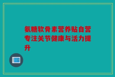 氨糖软骨素营养贴自营专注关节健康与活力提升