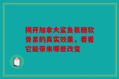 揭开加拿大鲨鱼氨糖软骨素的真实效果，看看它能带来哪些改变