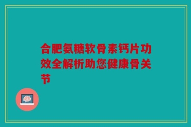 合肥氨糖软骨素钙片功效全解析助您健康骨关节