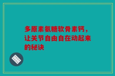 多原素氨糖软骨素钙，让关节自由自在动起来的秘诀