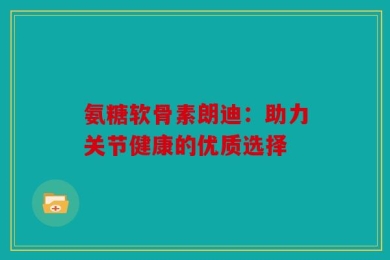 氨糖软骨素朗迪：助力关节健康的优质选择