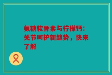 氨糖软骨素与柠檬钙：关节呵护新趋势，快来了解