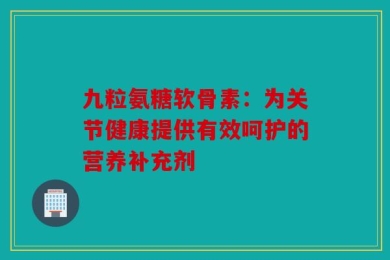 九粒氨糖软骨素：为关节健康提供有效呵护的营养补充剂