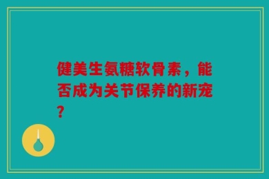 健美生氨糖软骨素，能否成为关节保养的新宠？