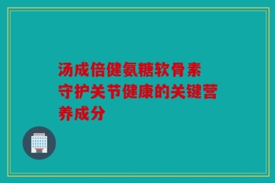 汤成倍健氨糖软骨素 守护关节健康的关键营养成分