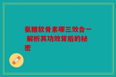 氨糖软骨素哪三效合一 解析其功效背后的秘密
