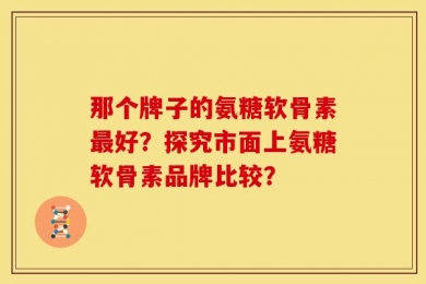 那个牌子的氨糖软骨素最好？探究市面上氨糖软骨素品牌比较？