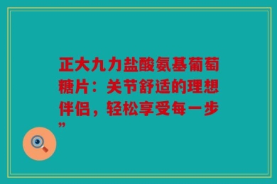 正大九力盐酸氨基葡萄糖片：关节舒适的理想伴侣，轻松享受每一步”