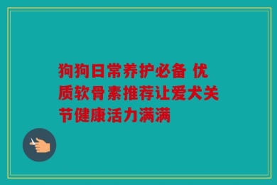 狗狗日常养护必备 优质软骨素推荐让爱犬关节健康活力满满