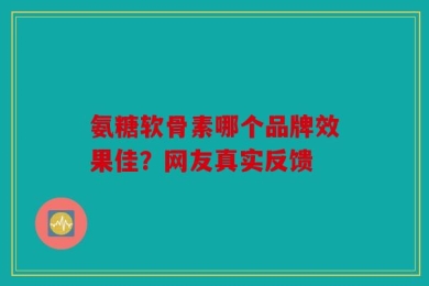 氨糖软骨素哪个品牌效果佳？网友真实反馈