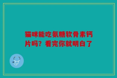 猫咪能吃氨糖软骨素钙片吗？看完你就明白了