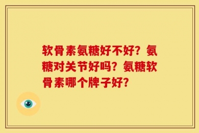 软骨素氨糖好不好？氨糖对关节好吗？氨糖软骨素哪个牌子好？