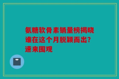 氨糖软骨素销量榜揭晓谁在这个月脱颖而出？速来围观
