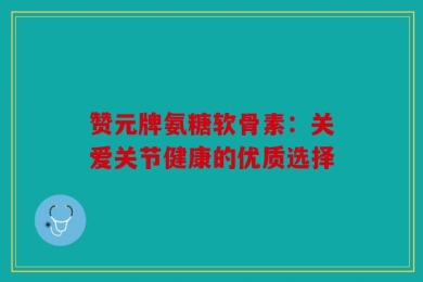 赞元牌氨糖软骨素：关爱关节健康的优质选择